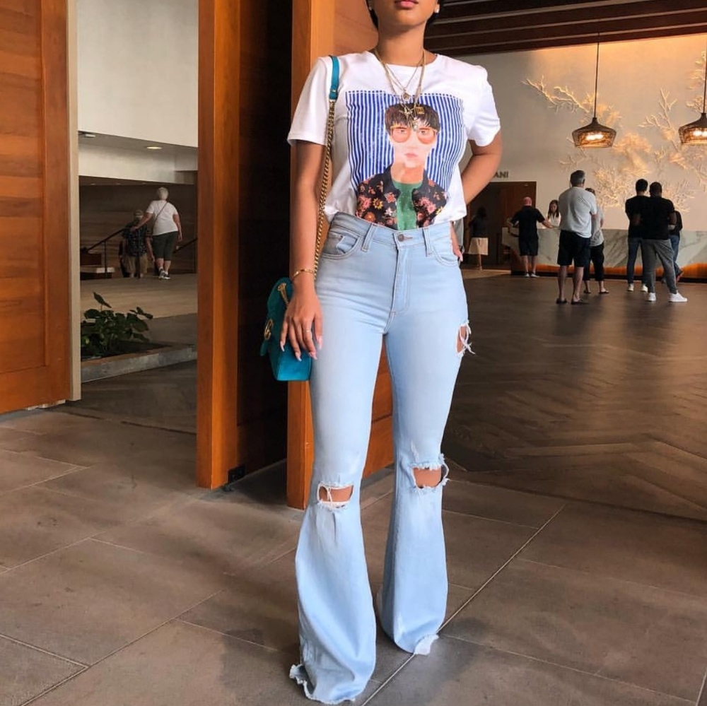 High waist bell bottom jeans